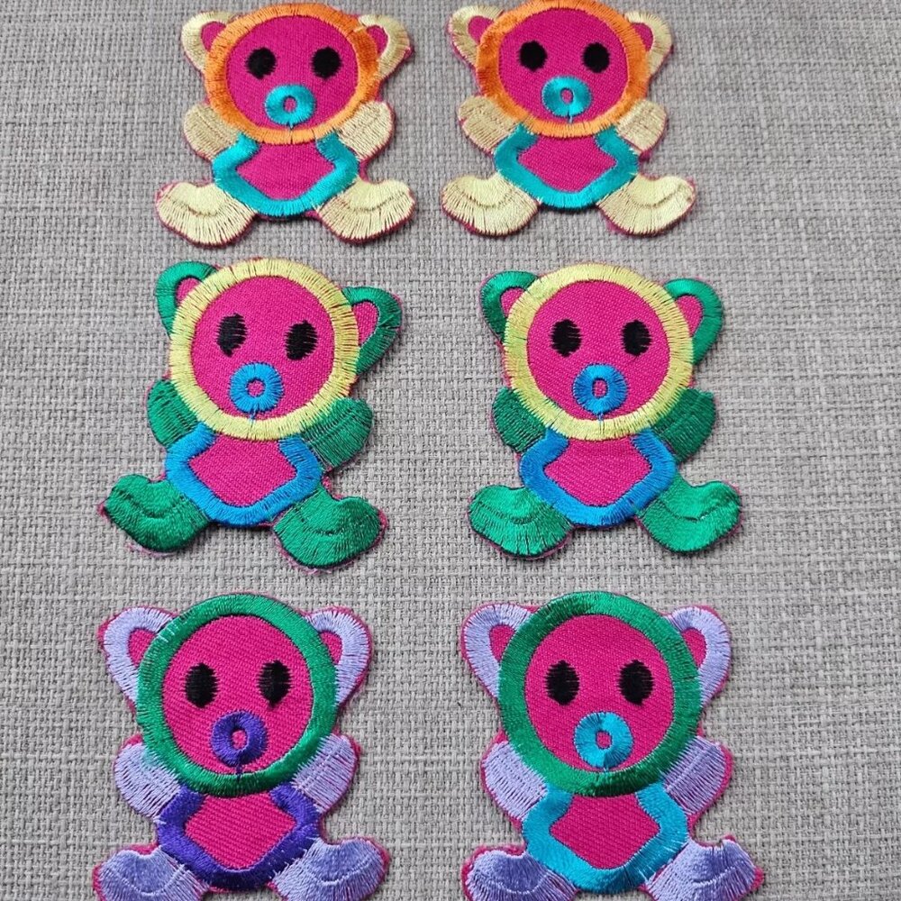 Lot of 6 Iron On Patches Multi Color Embroidery Patches Applique for Clothes